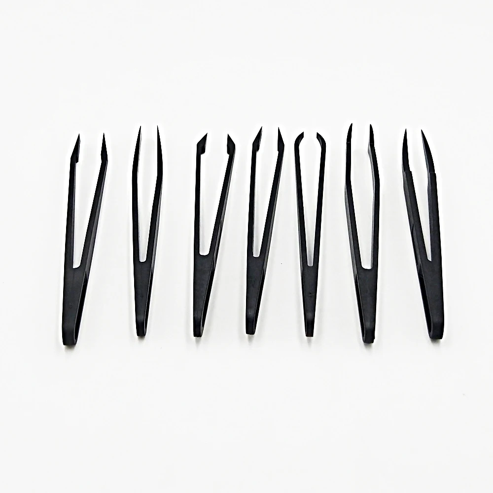 

7 шт набор прецизионных пинцетов антистатический инструмент пластиковый пинцет термостойкий инструмент заостренный плоский, локоть головки