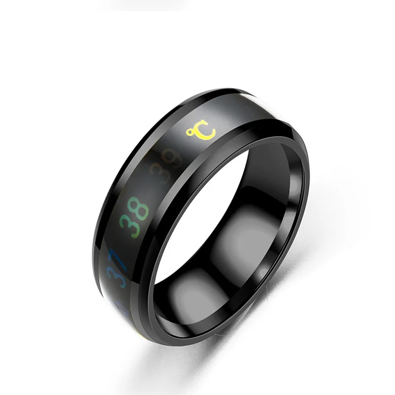 Fashion Intelligent Thermometer temperature measuring ring Stainless steel simple creative Couple wedding jewelry Dropshipping | Украшения