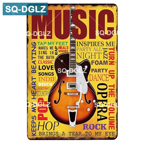 [SQ-DGLZ] MUSIC GUITAR Metal Sign Bar Wall Decoration Tin Sign Vintage Metal Signs Home Decor Painting Plaques Art Poster - Цвет: 1065