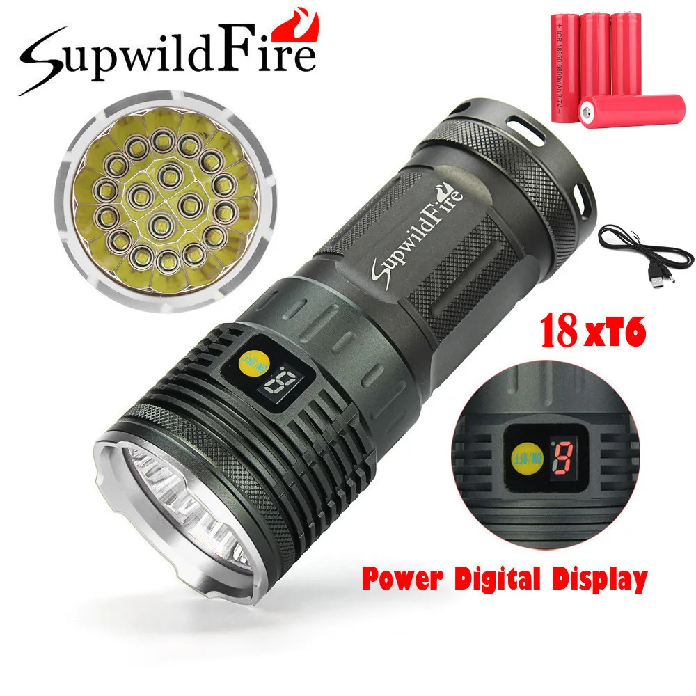 ISHOWTIENDA водонепроницаемый Supwildfire 18 x XM-L T6 светодиодный Мощность цифровой Дисплей Охота фонарик цифровой светодиодный фонарик# g30