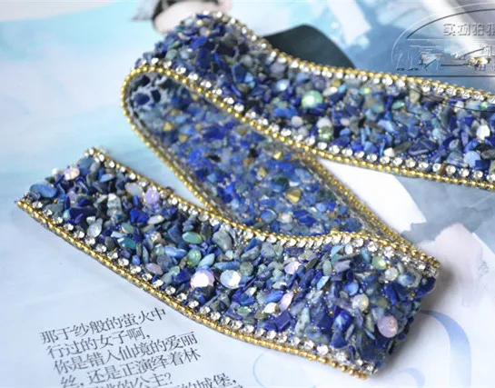 High quality blue Pearl Beaded Lace Trim Wedding dress Clothing decorative accessories Iron on Sew t3.5cm*50cm | Дом и сад