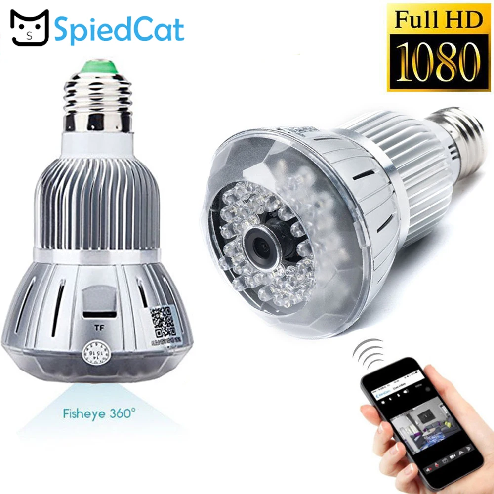 Wi Fi мини IP HD 1080 P 2MP Крытый беспроводной E27 интерфейс питания Умная лампа Домашняя