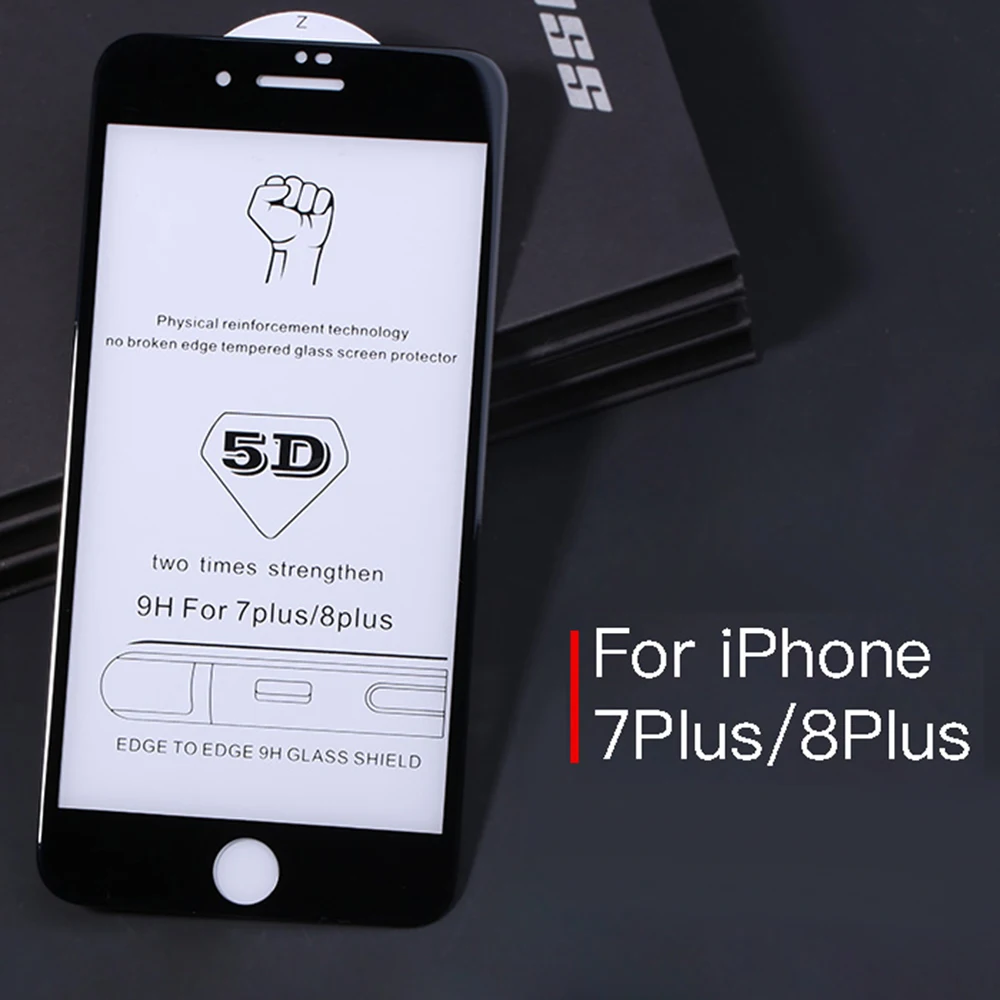 5D 9H для iphone 8 7 6 6s Plus закаленное стекло Защита экрана x полное покрытие защитная