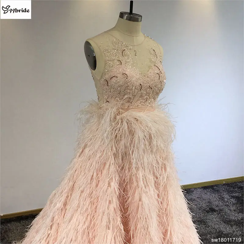 Vestidos элегантное платье сексуальное вечернее платье без рукавов с круглым вырезом осенние вечерние платья в пол с перьями Vestidos Formatura