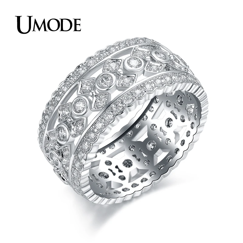 Классические кольца UMODE для женщин белого и золотого цвета с имитацией ювелирные