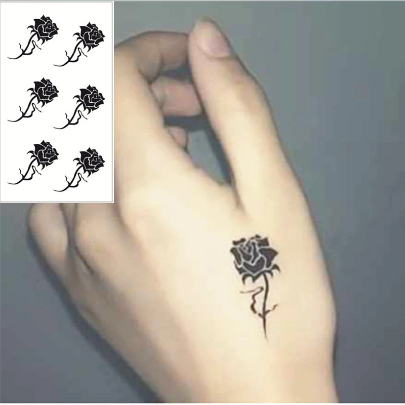 SHNAPIGN Черная роза Flash Tattoo наклейка на руку 10 5*6 см маленькая Водонепроницаемая хна