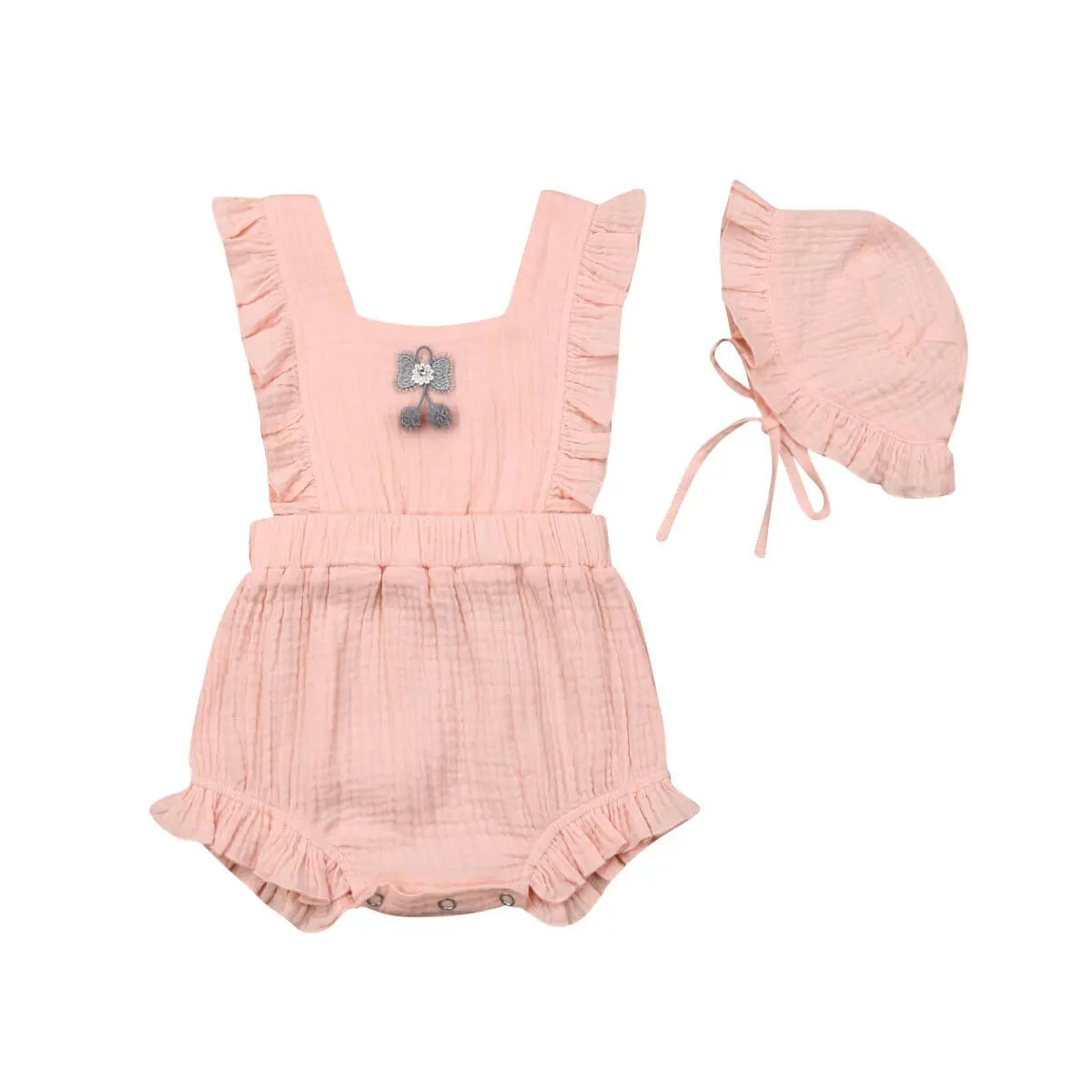 Комбинезон шапка для новорожденных девочек Повседневная хлопковая одежда с