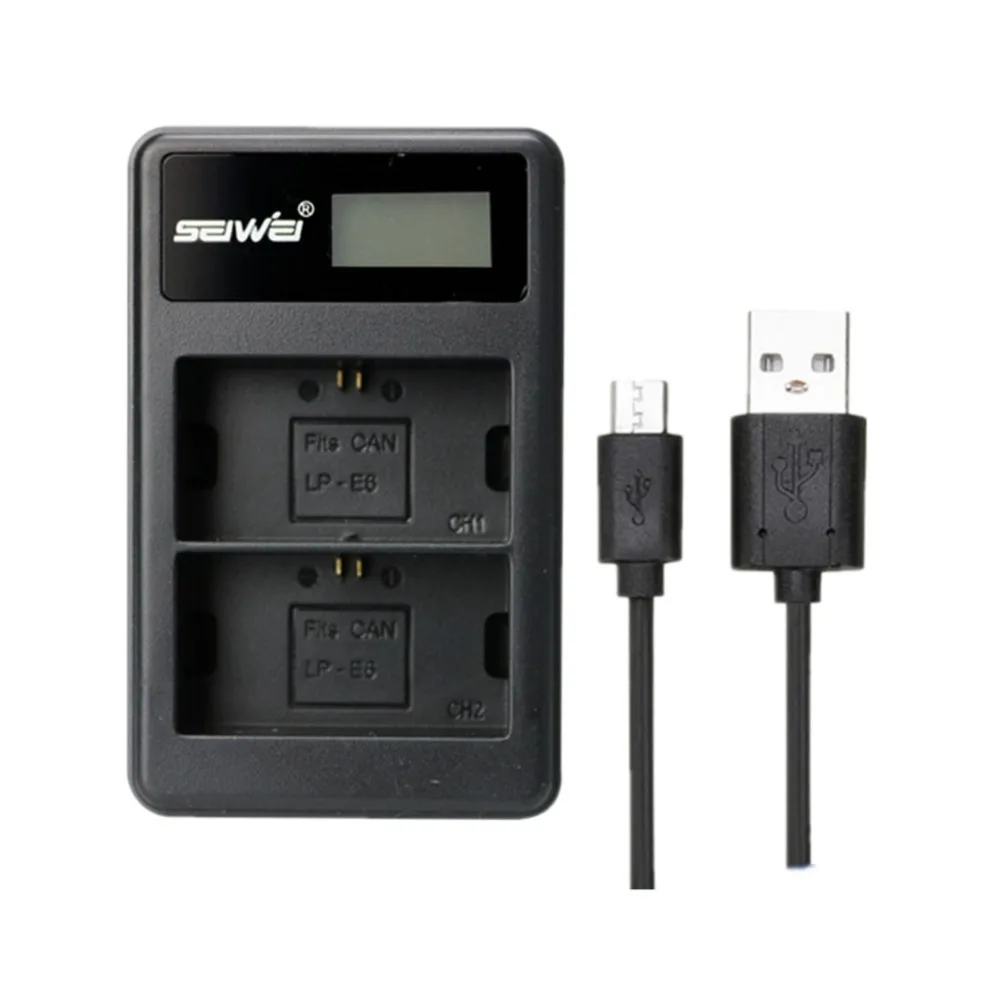 3 шт. 2200 мА/ч LP-E6 LPE6 LP E6 Батарея с LCD Dual charger для цифровой однообъективной зеркальной