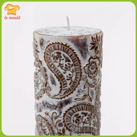 2021 new models perris carved candles silicone mold large embossed cylindrical candle molds