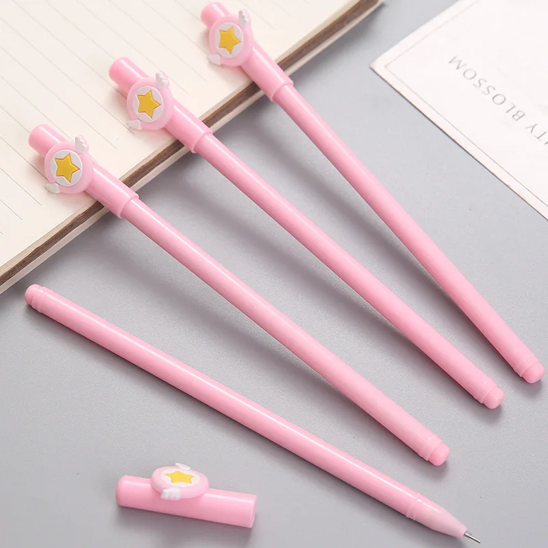 

40 PCs Beautiful Girl Pink Girl Heart Neutral Pen Stationery Fairy Star Wing Signature Pen Kawaii School Supplies Wholesale