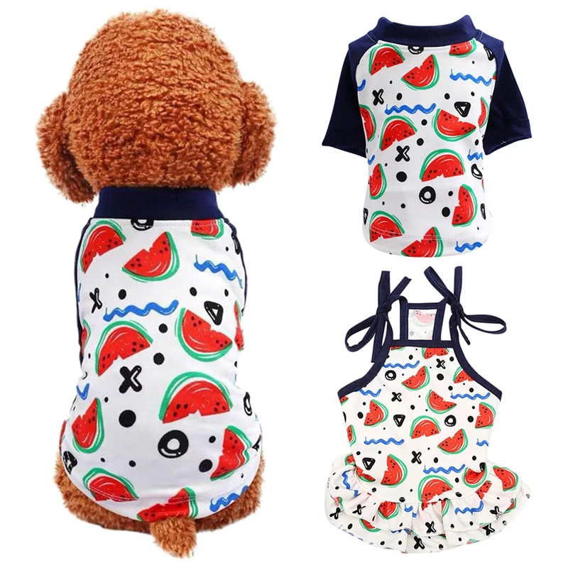 Одежда для милой собаки с арбузом Летнее платье девочек и Рубашка мальчиков