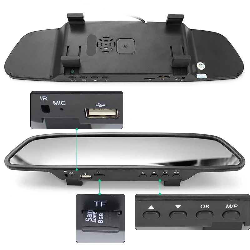 GreenYi 4 3 &quotTFT lcd цветной автомобильный зеркальный монитор с дистанционной