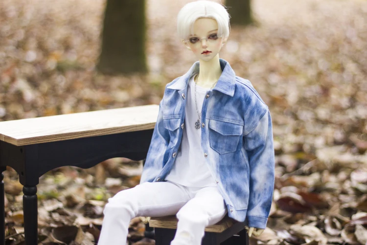 Одежда для кукол BJD 1/3 1/4 1/6 MSD джинсовое повседневное пальто синего и белого цвета