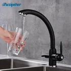 Кран для раковины, смеситель для кухни, 360 градусов, поворотный, на бортике, хром, смесители для кухни, черные краны, кран для холодной и горячей воды, одно отверстие