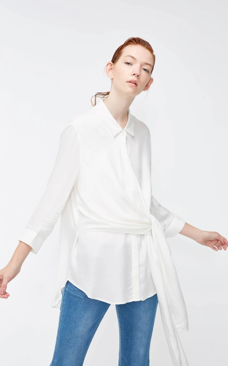 Vero Moda женская рубашка с отложным воротником и кружевным подолом 3/4 рукавами | 318331508