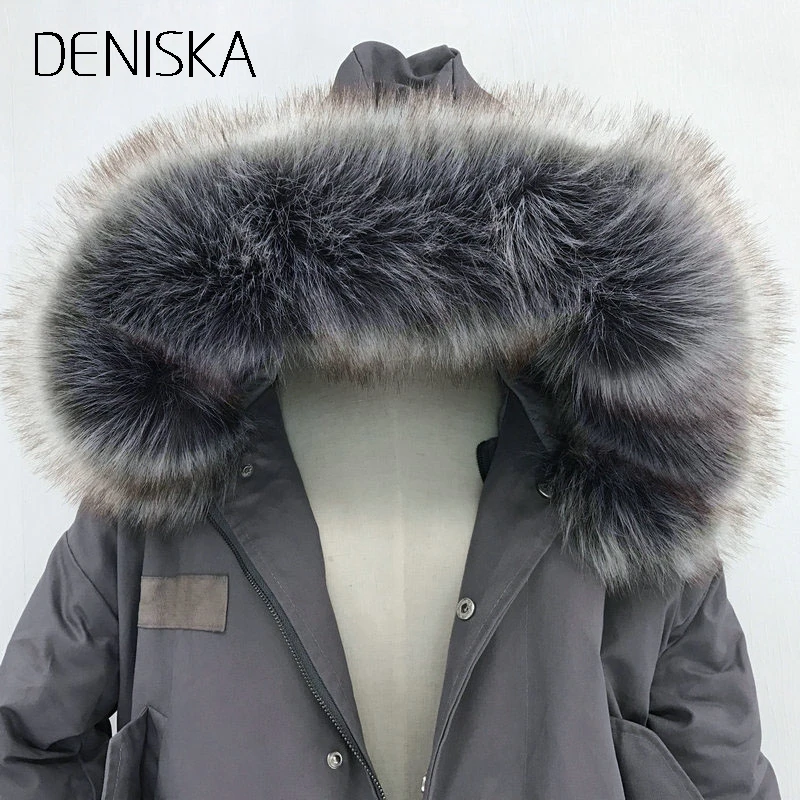Дениска зимнее пальто Для женщин большой меховой воротник с капюшоном X длинная