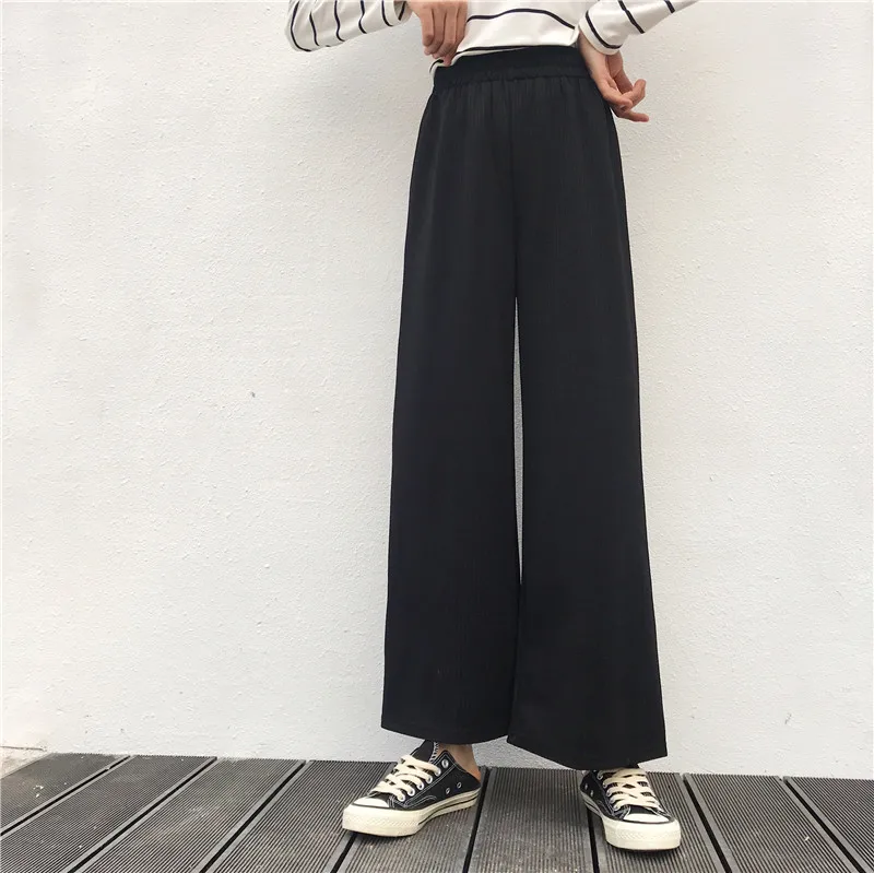 Брюки-Палаццо женские с завышенной талией модные повседневные однотонные штаны