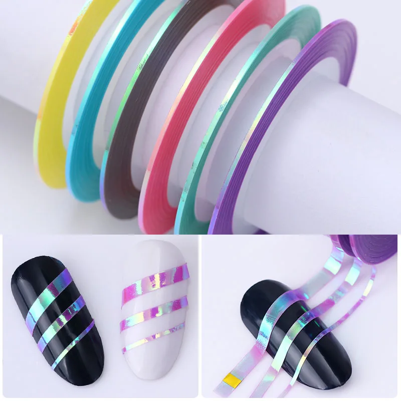 6pcs 1mm 4 шт. набор из розового золота с изогнутыми полосками, 3D наклейки для ногтей, клейкие ленты, наклейки, клеевые бумаги, маникюрные украшения для ногтей - Цвет: 6pcs 1mm