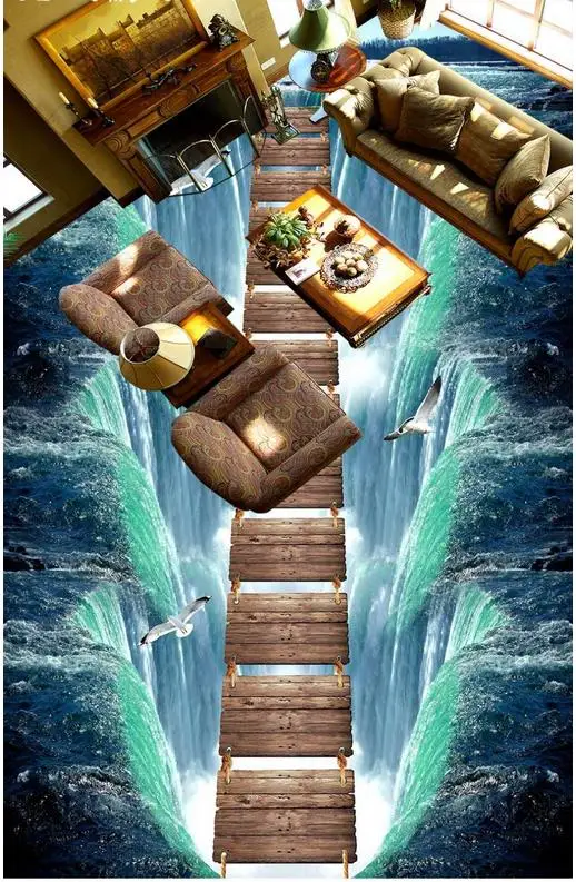 3d Пол водопад дорожка ванная комната гостиная 3D пол ПВХ обои живопись обои|painting