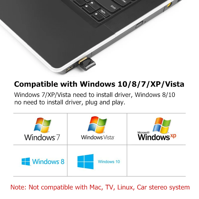 BinFul беспроводной usb-адаптер Bluetooth 4 0 Mini Dongle CSR передатчик 3 Мбит/с 20 м Windows 10/8/7/XP |