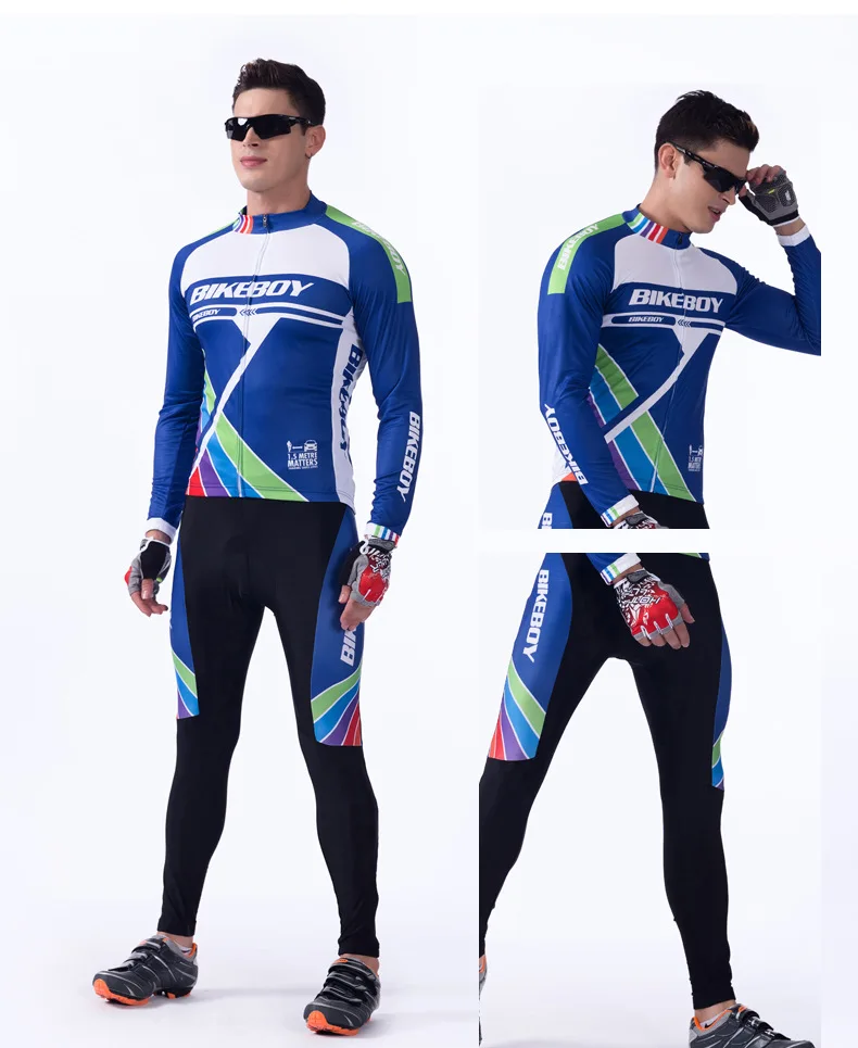 С длинным рукавом Велосипедная форма комплект Гигроскопическая пот быстросохнущие сезон: весна–лето Велоспорт одежда из Джерси для горного велоспорта велосипед одежда