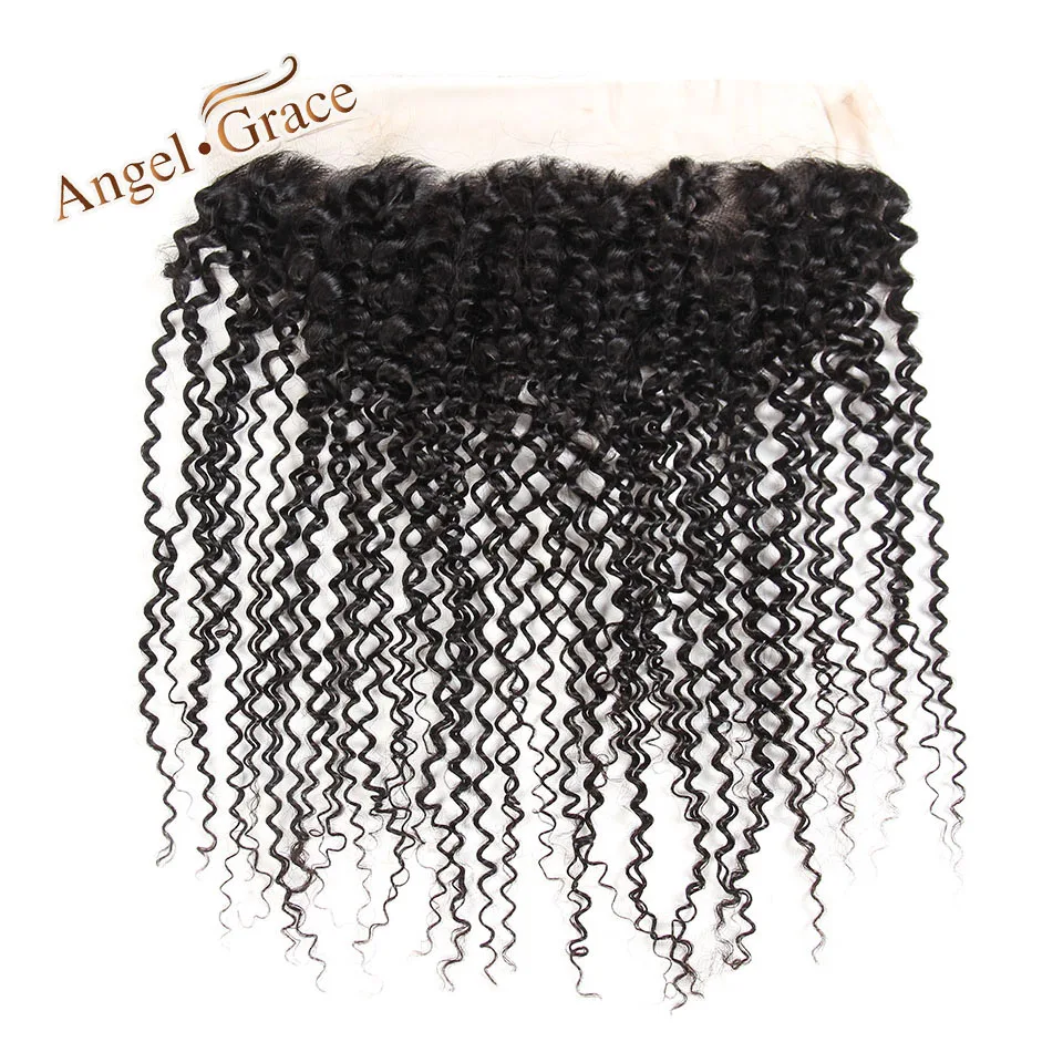 

Angel Grace Hair Brazilian Kinky Curly 13x4 Lace Frontal Free Part Natural Color Remy Hair 100% Human Hair Hand Tied Frontal