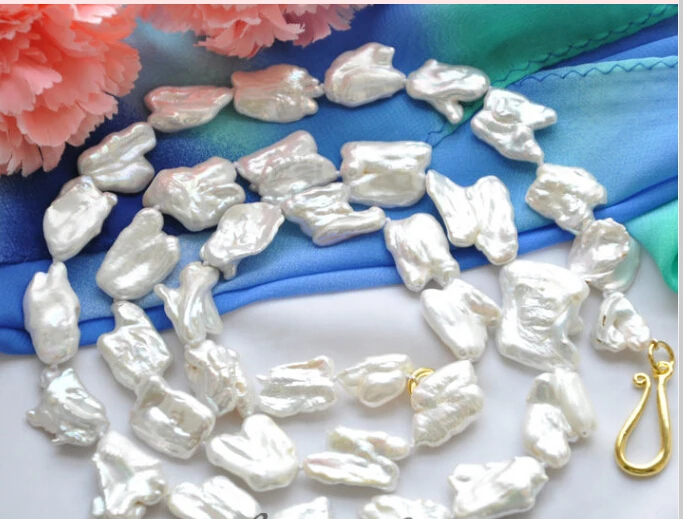 Ожерелье из белого жемчуга реборн Кеши в стиле барокко 33 &quot20 мм|baroque pearl necklace|pearl