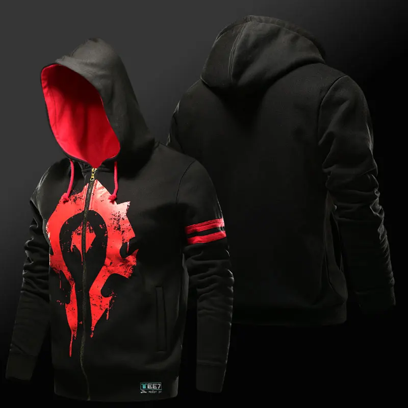 TEE7 мужская повседневная одежда WOW хлопковая толстовка с капюшоном World of Tribe Forever Emblem For the glory of the orde - Цвет: Красный