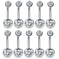 10 pcslot piercing navel surgical steel single crystal rhinestone belly button rings navel piercing ombligo 58mm ball nombril