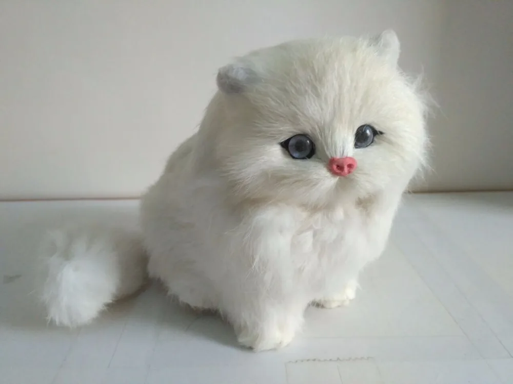 

simulation white cat 18x8x15cm model,polyethylene& furs cat sounds miaow ,handicraft,props,home decoration gift p0901