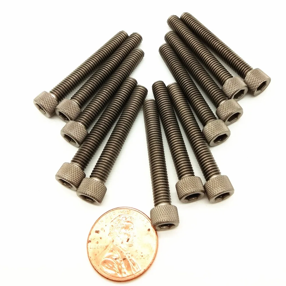 Титановый болт M5 x6-60mm Ti Болт колонна с накатанной головкой Ti цвет не полированный класс 2 титановый винт Ti крепеж 20 шт