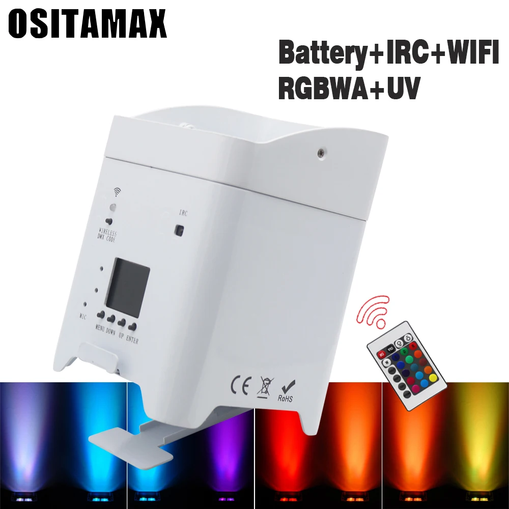 Par Light светодиодный RGBWA+ UV 6в1 4 шт. 6в1 светодиодный освещение для сцены DMX 512 Клубная Дискотека вечерние бальный зал КТВ Бар Свадьба DJ