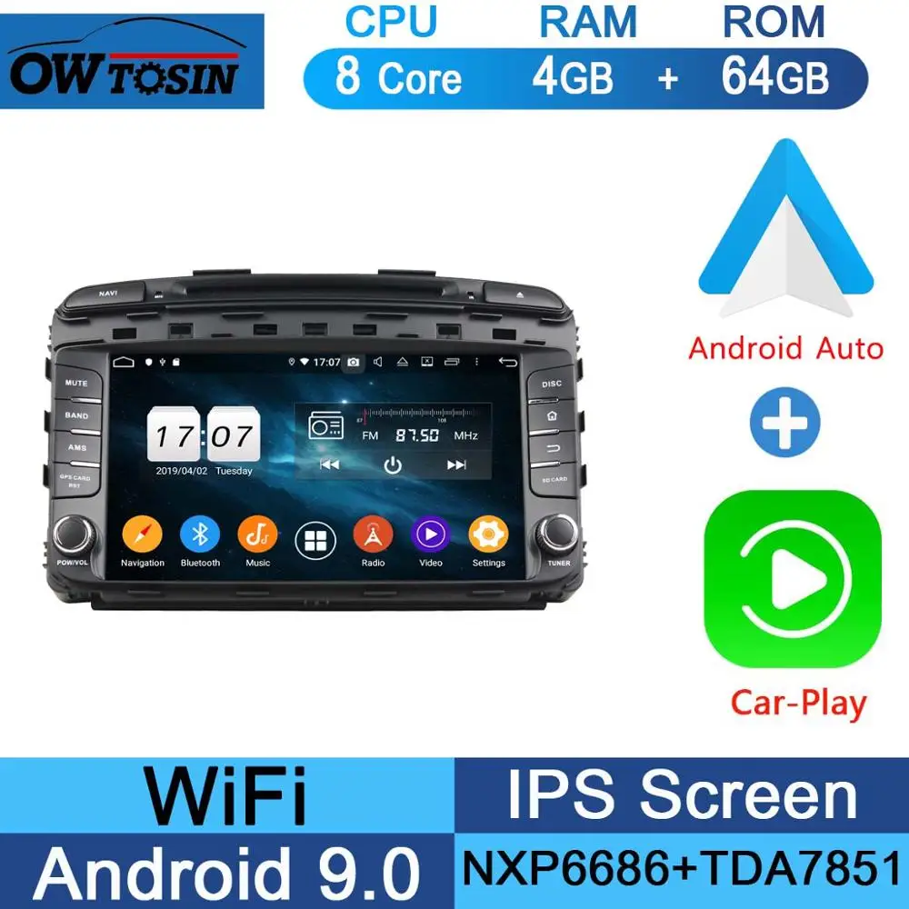 64G CarPlay Android " ips 8 Core 4G ram+ 64G rom Android 9,0 автомобильный DVD радио мультимедиа gps Navi для Kia Sorento DSP CarPlay Parrot BT стерео - Цвет: 64G CarPlay Android