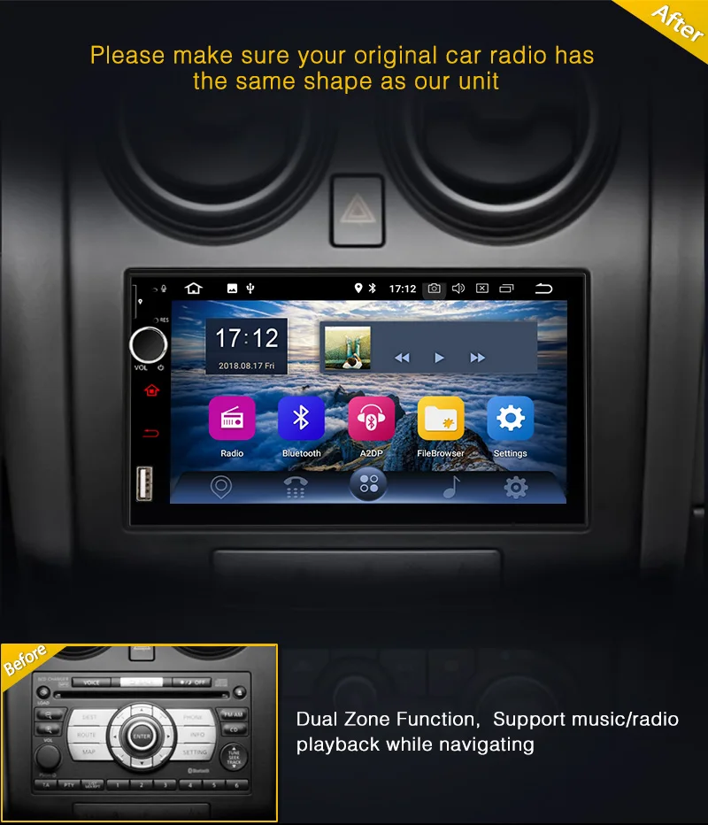 Тыква 2 Din 7 &quotAndroid 8 0 Восьмиядерный 4G + 32G Универсальный автомобильный стерео радио
