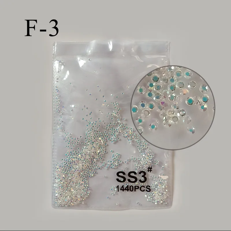 F-ss3 Francheska SS3 SS4 не горячая фиксация кристалла стеклянные фальшивые бриллианты Flatback для 3D украшение для ногтей ozdoby сделать paznokc lakiery hybrydowe - Цвет: F-ss3