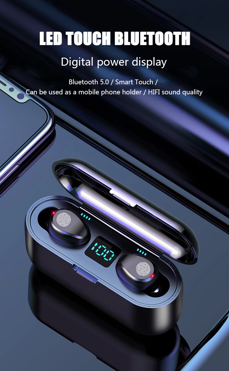 HATOSTEPED Bluetooth наушники 5,0 TWS мини беспроводная гарнитура с дисплеем питания наушники с зарядной коробкой спортивные игровые наушники