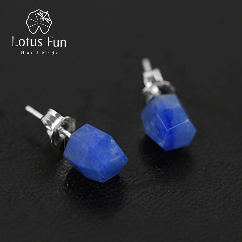 Женские винтажные серьги гвоздики Lotus Fun дизайнерские из настоящего серебра 925