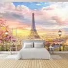 Пользовательские фото стены Бумага 3D настенная современный городской Эйфелева башня с цветами с точки зрения стены Бумага живопись высокой четкости для Гостиная
