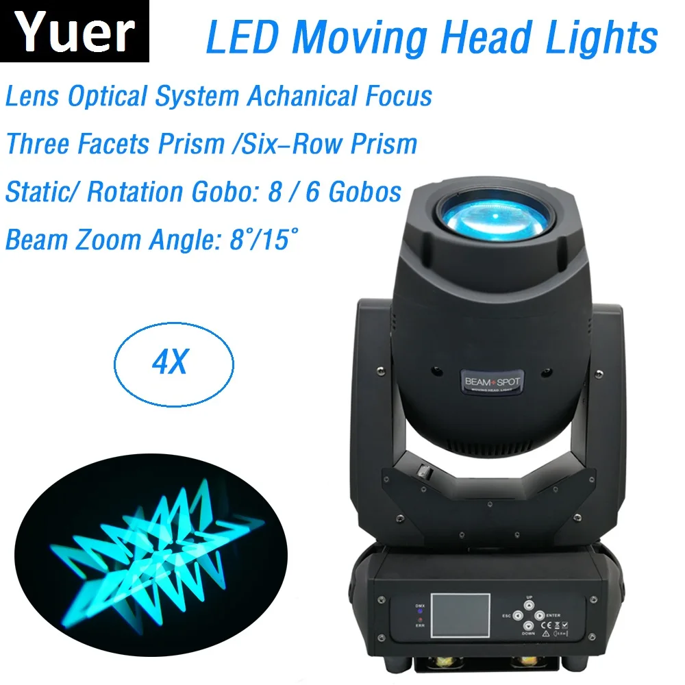 4xlot Flightcase Pack LED 200 Вт Луч точечный зум-свет движущийся головной свет