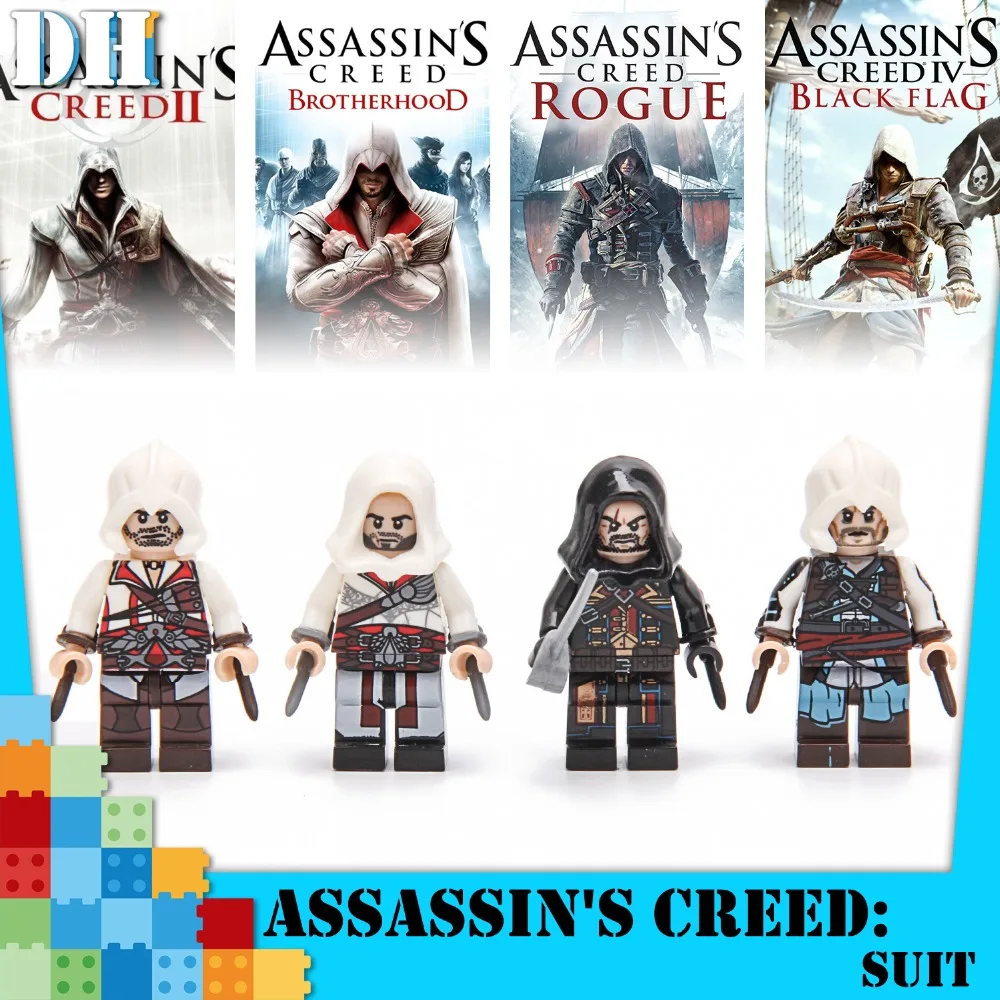 Одна распродажа ASSASSIN Ezio Auditore Da фигурки для конструктора Кирпичи игрушки Дети