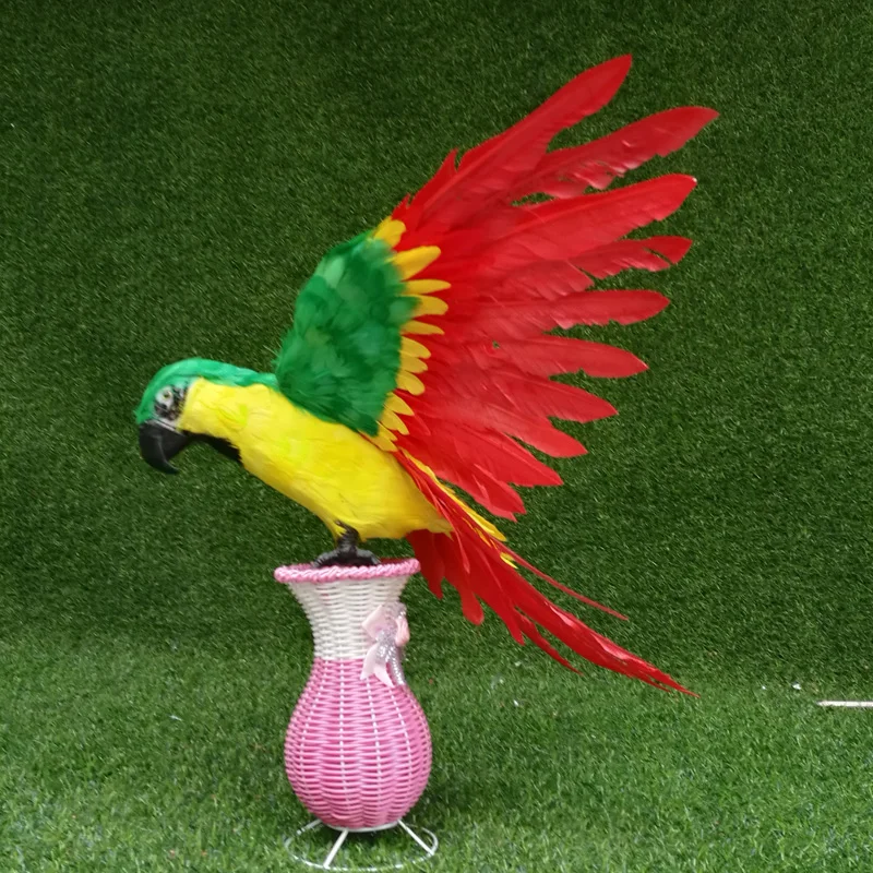 Красивые Крылья попугай жесткая модель пластик и перо красочный Попугай птица