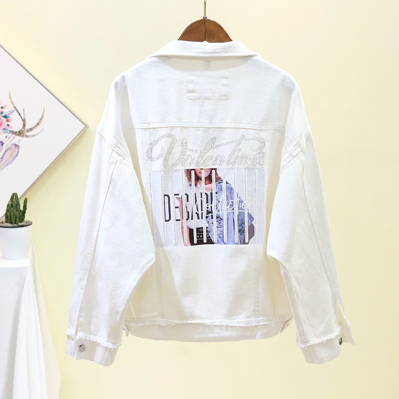 2019 для женщин Harajuku вышивка письмо патч курточка бомбер розовый рваные джинсовое
