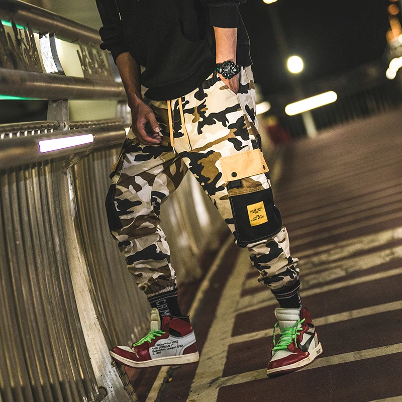 2018 мужские хлопковые повседневные брюки в японском стиле с камуфляжным принтом