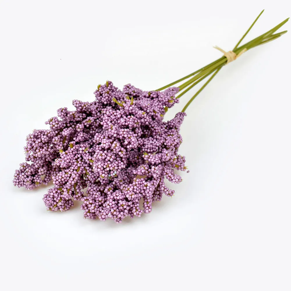Dark Purple 6 шт./лот, искусственные цветы из ванильной пены и ягод, букет для свадьбы, украшения для дома, украшения для стен, злаки, сделай сам, искусственные цветы - Цвет: Dark Purple