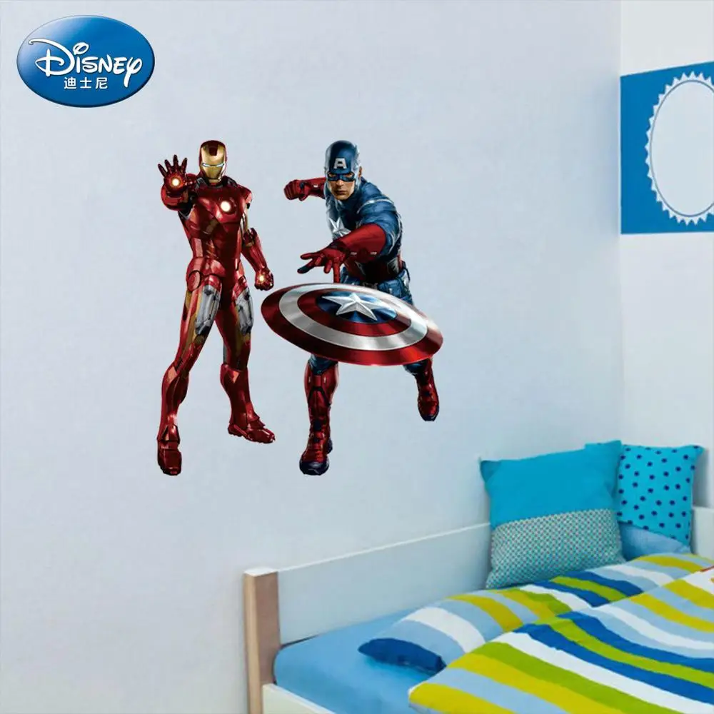 Disney Marvel USA Captain Sticker 3d Creative Sticker Children's Room Cartoon Living Room TV Sticker - Цвет: Армейский зеленый