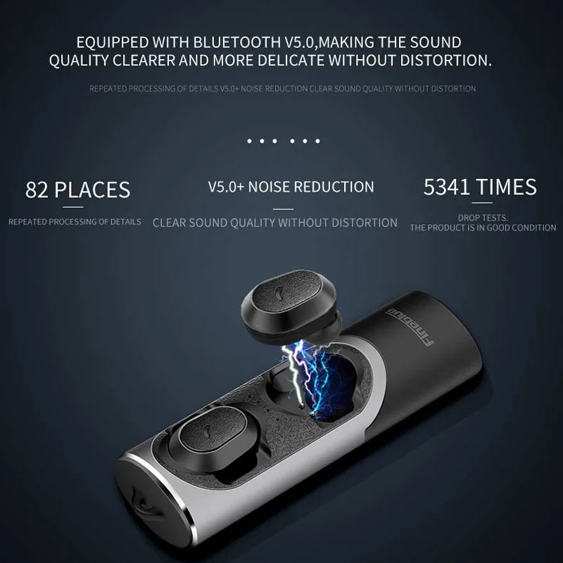 Fineblue XS стерео Беспроводная Bluetooth гарнитура наушники V5.0 двойные TWS мини с зарядным