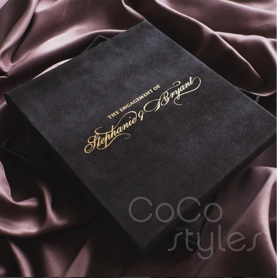 Cocostyles custom de luxe бархатная кожаная пригласительная открытка с откидной фольгой для