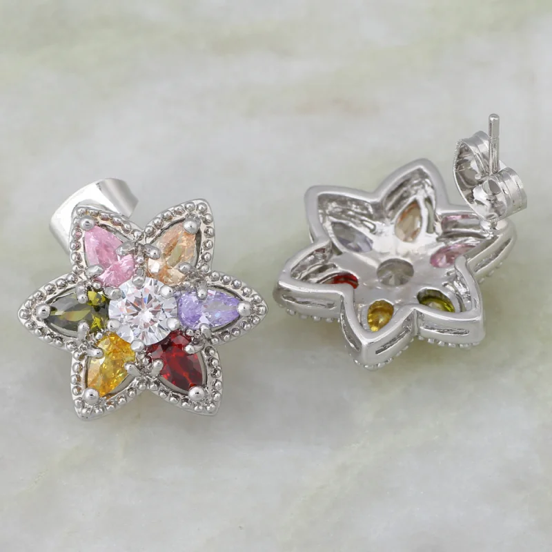 

Charismatic Jewelry Colorful crystal White Gold star Stud earrings for teen girls fashion jewelry JE038