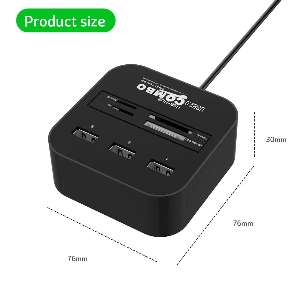 3 порта usb-хаб 2,0 кард-ридер мульти USB разветвитель комбо для ПК ноутбук Поддержка Micro TF SD M2 MS SDHC MMC usb-хаб