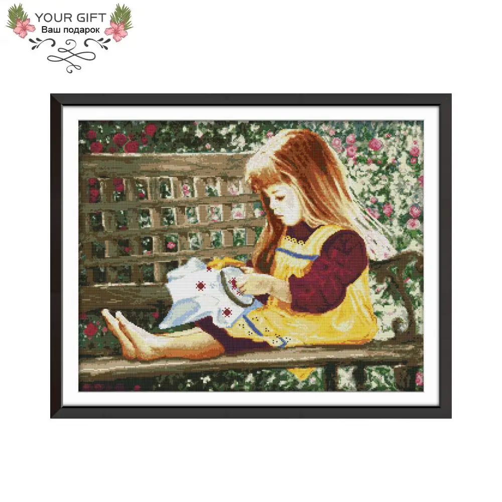 

Your Gift RA187 14CT 11CT Counted and Stamped Home Decor Embroidered Girl Needlework Needlepoint Embroidery Cross Stitch kits